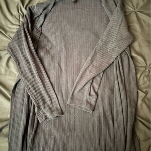 Black Ribbed Knit Cardigan Sweater